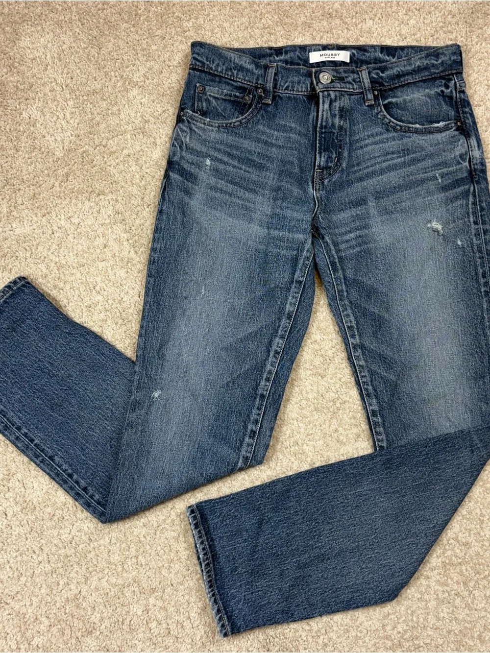 Moussy Vintage Women's Mallard Slim Straight Jeans Blue Sz 25